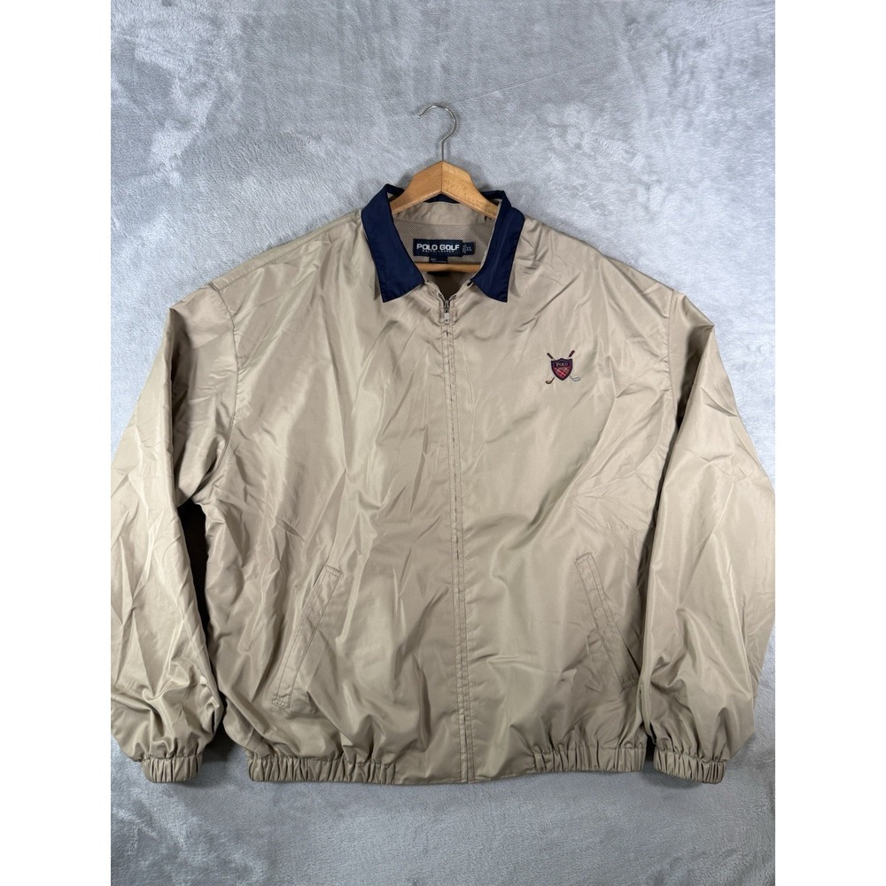 Polo Golf Ralph Lauren Jacket Men's XL Tan Harrington Full Zip Crest Logo